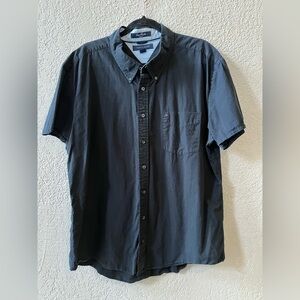 Tommy Hilfiger City Poplin Slim Fit Shirt Men Sz XXL Black Button Down Short